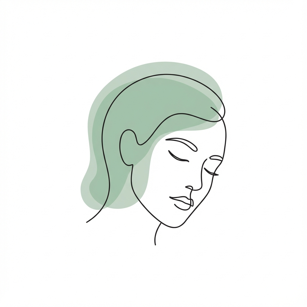 Abstrakte Illustration: Kopf im Profil mit beruhigenden Akzenten