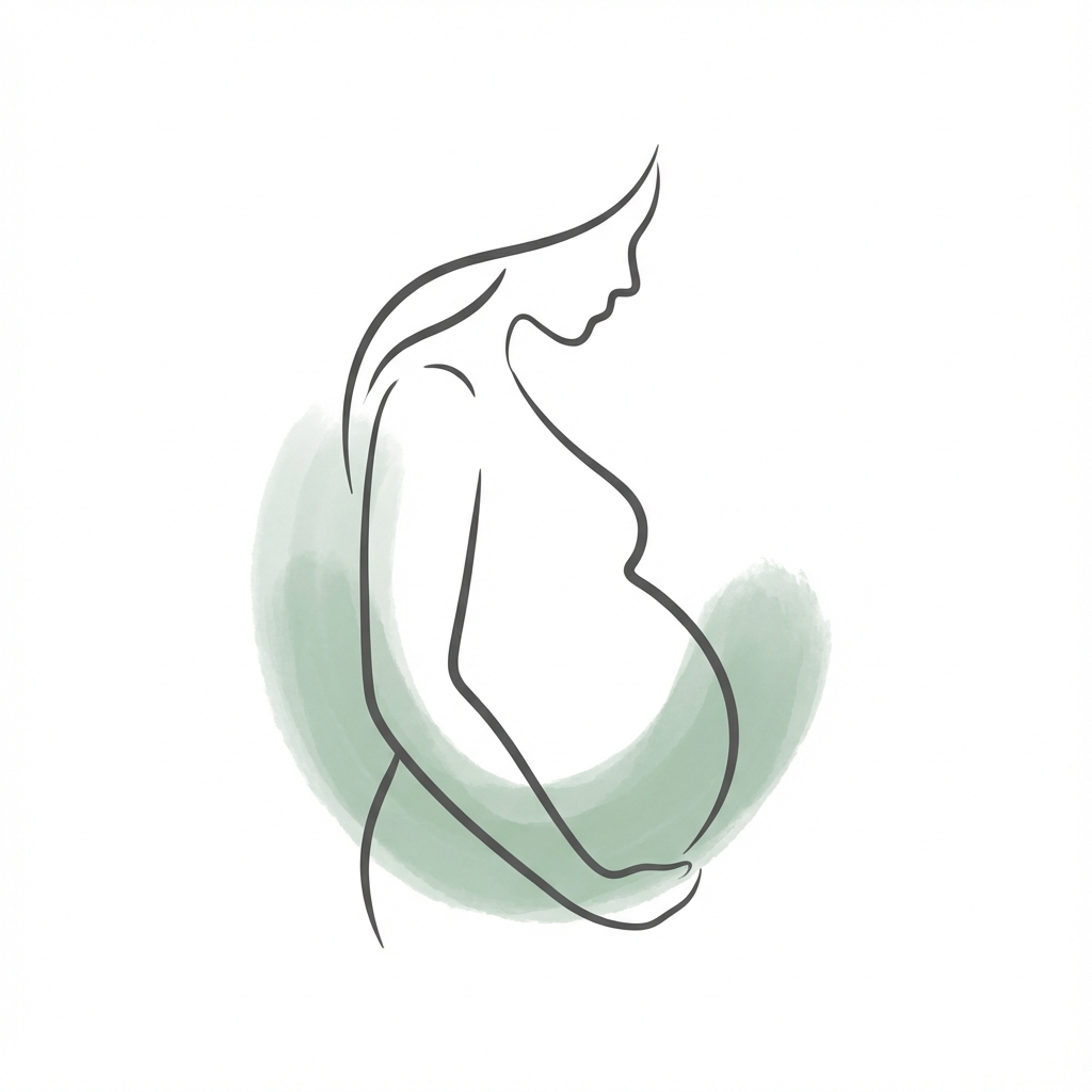 Sanfte Illustration: schwangere Silhouette, geborgen und entspannt